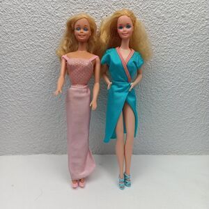 1980s Barbie Lot Petty in Pink Original Outfit Pink Teal Satin Vintage Flawed